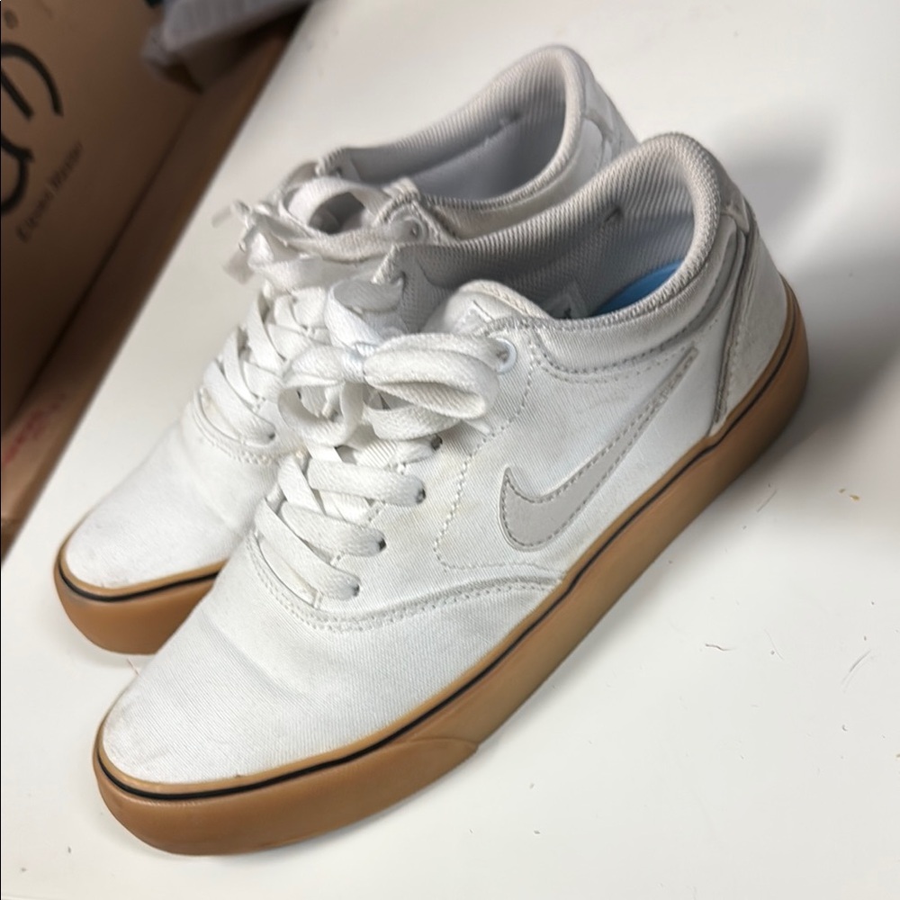 Nike White and Tan Sneakers